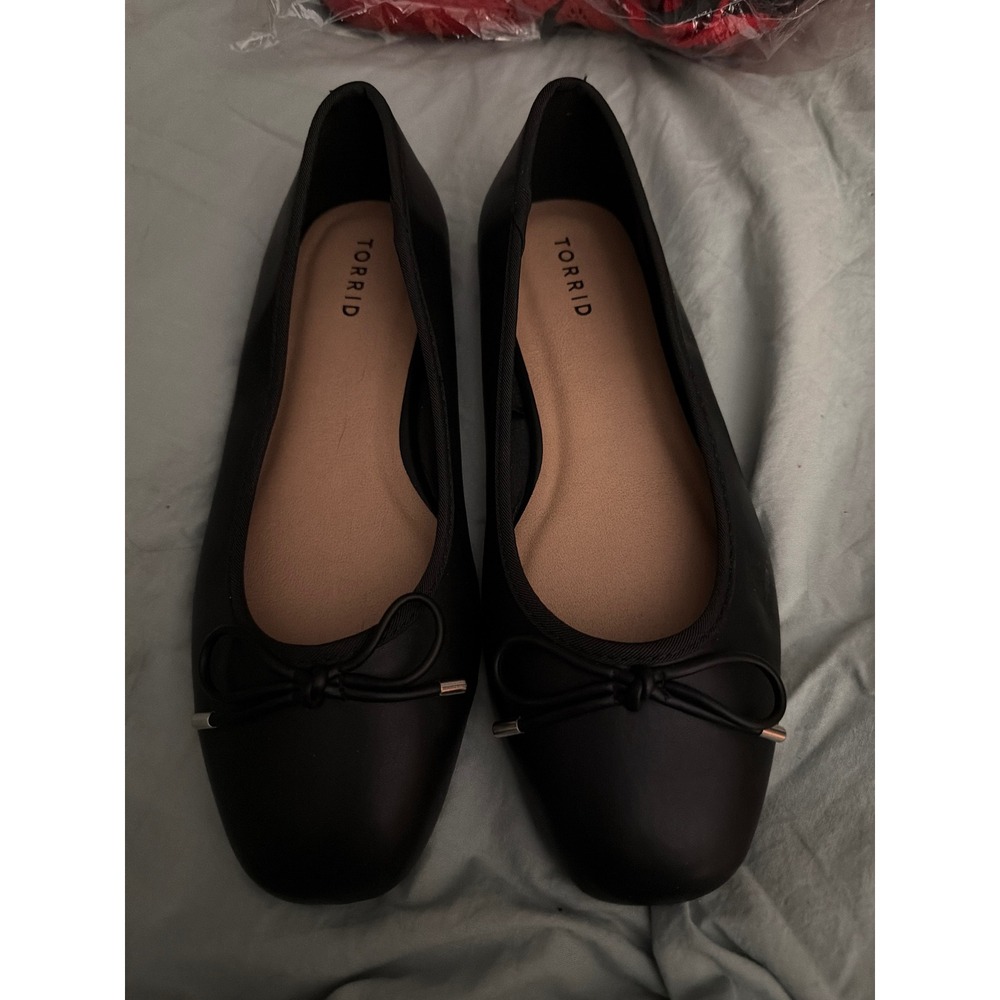 Torrid Ballet Flats Womens 9.5 Wide Black Excellent Bow Detail Round Toe Flat